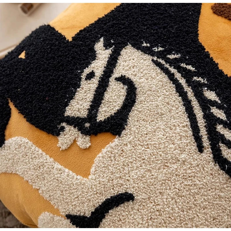 Boho Tufted Animal Lumbar Pillow Case With Tassels