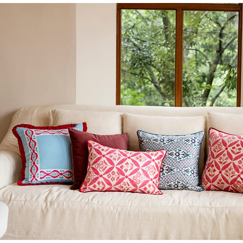 Rechteckiger Kissenbezug im Vintage-Stil mit Leopardenmuster und Pompon-Quasten, 30 x 40 cm