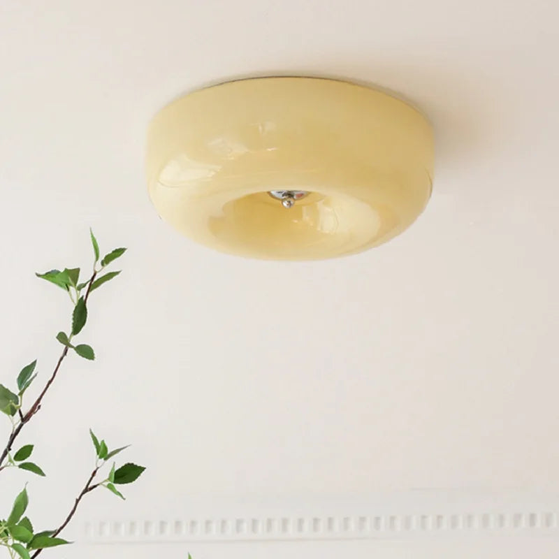 Bauhaus Creme Deckenleuchte, Minimalistische Deckenleuchte, Modernes Glas – GabyBerg Design
