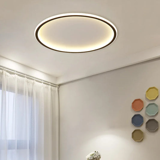 Modern LED Round Light Kitchen Chandelier Lamp, Black and Gold