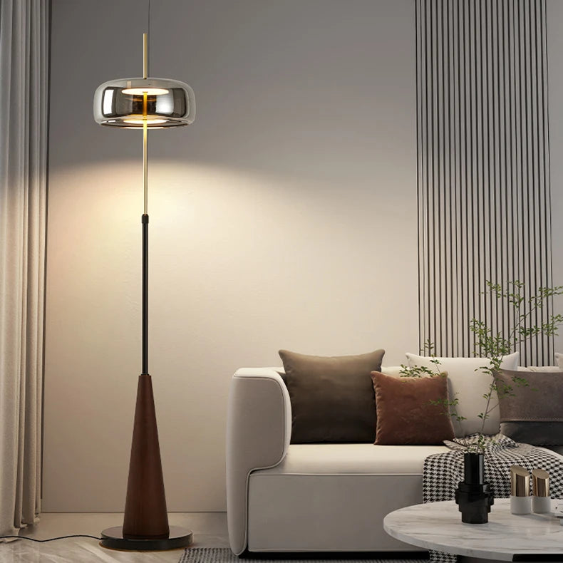 Mallory Glass Floor Lamp, Smoky Gray