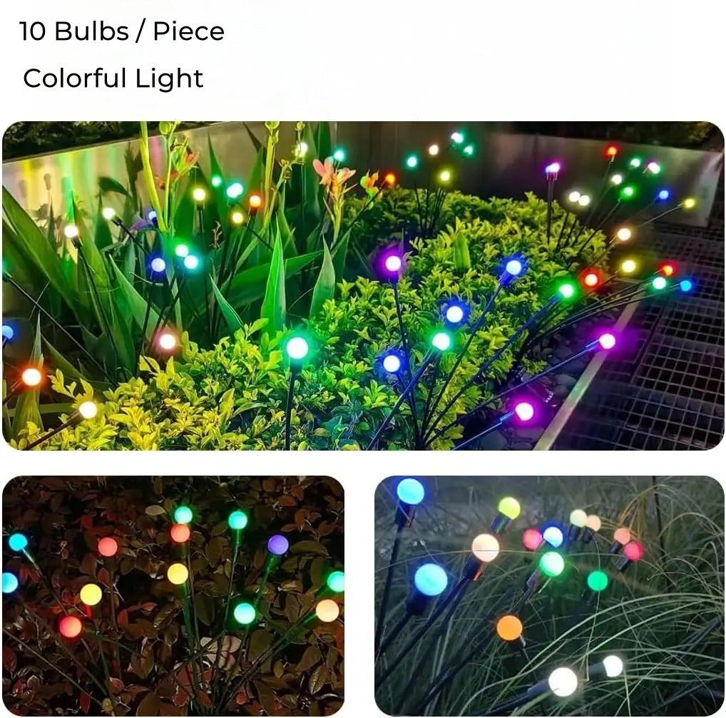 Solar Firefly Garden Lights – Outdoor Waterproof LED Pathway Decor (10 Bulbs per Stem)