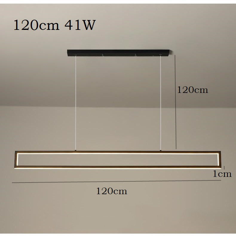 Schwarzer rechteckiger LED-Kronleuchter aus Metall für Kücheninseln
