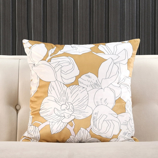 Housse de coussin en velours motif carrosse de chevalier orange