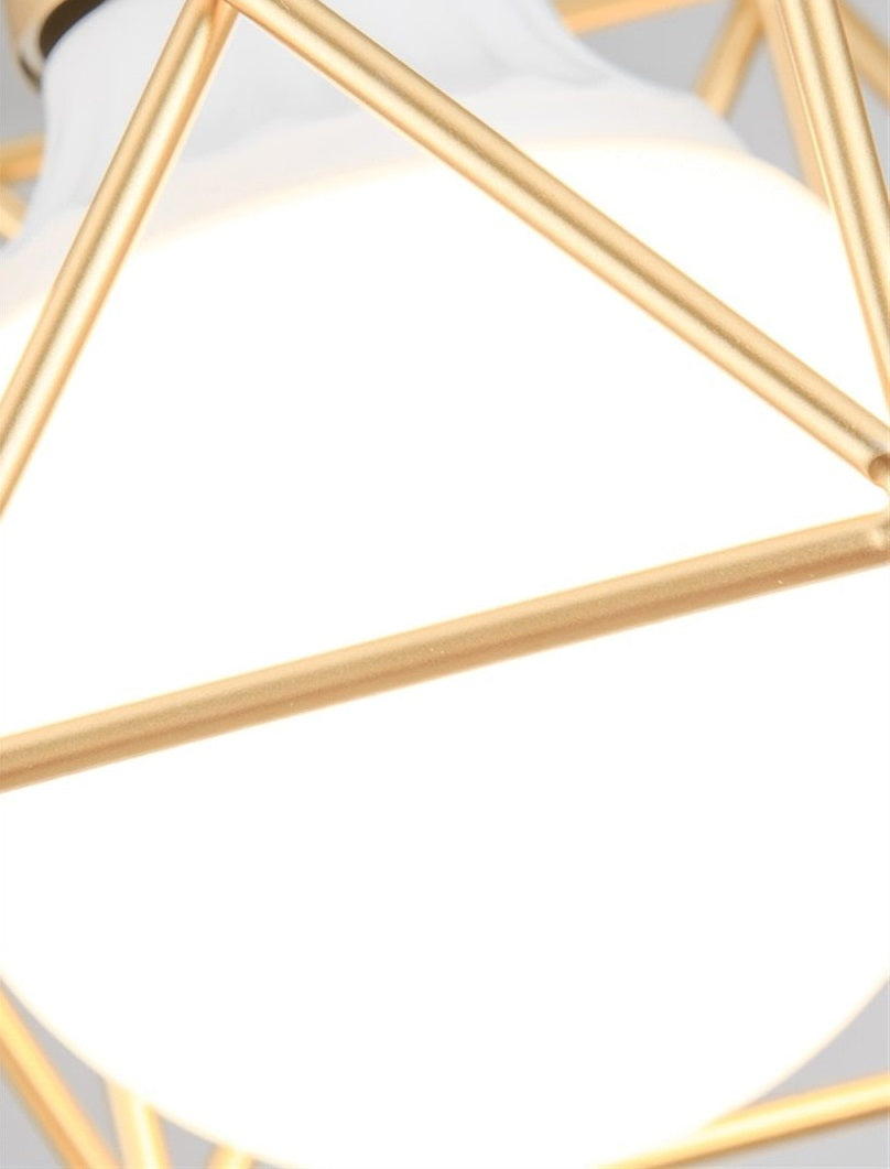 Gold Cube Net Metal Pendant Light