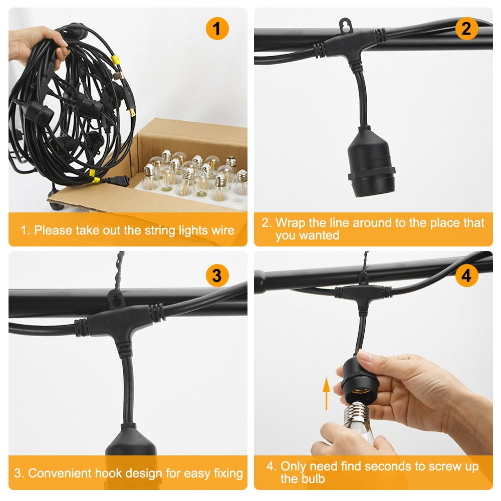 48FT LED Outdoor String Lights