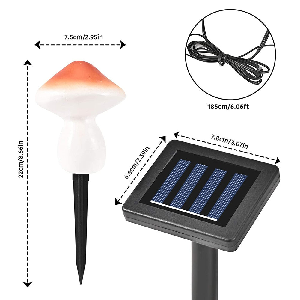 Lampe solaire de jardin en forme de champignon