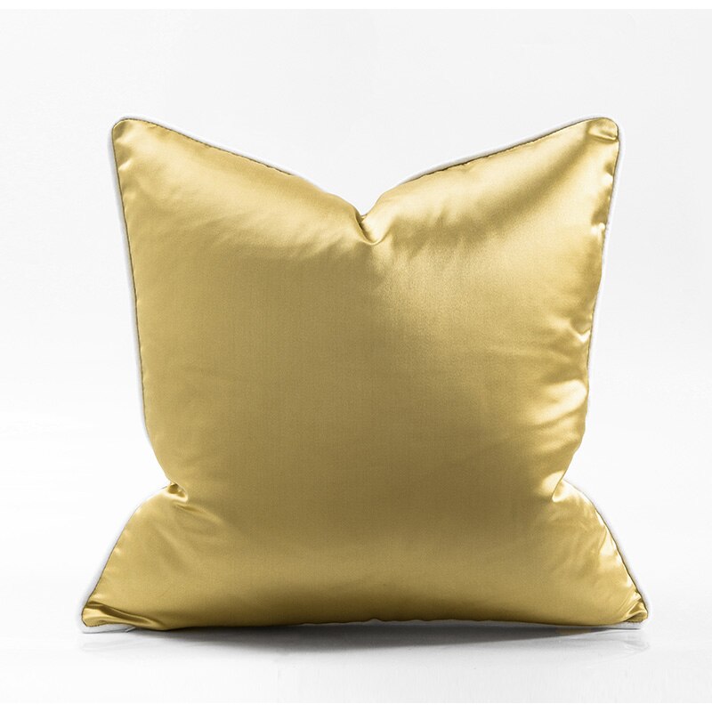 Hochwertiger Kissenbezug mit geometrischer Stickerei, Goldblau