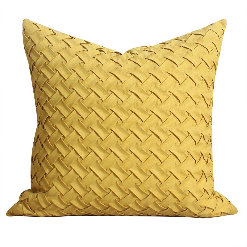 Taie d'oreiller en imitation daim tissé jaune, 30 x 50 cm