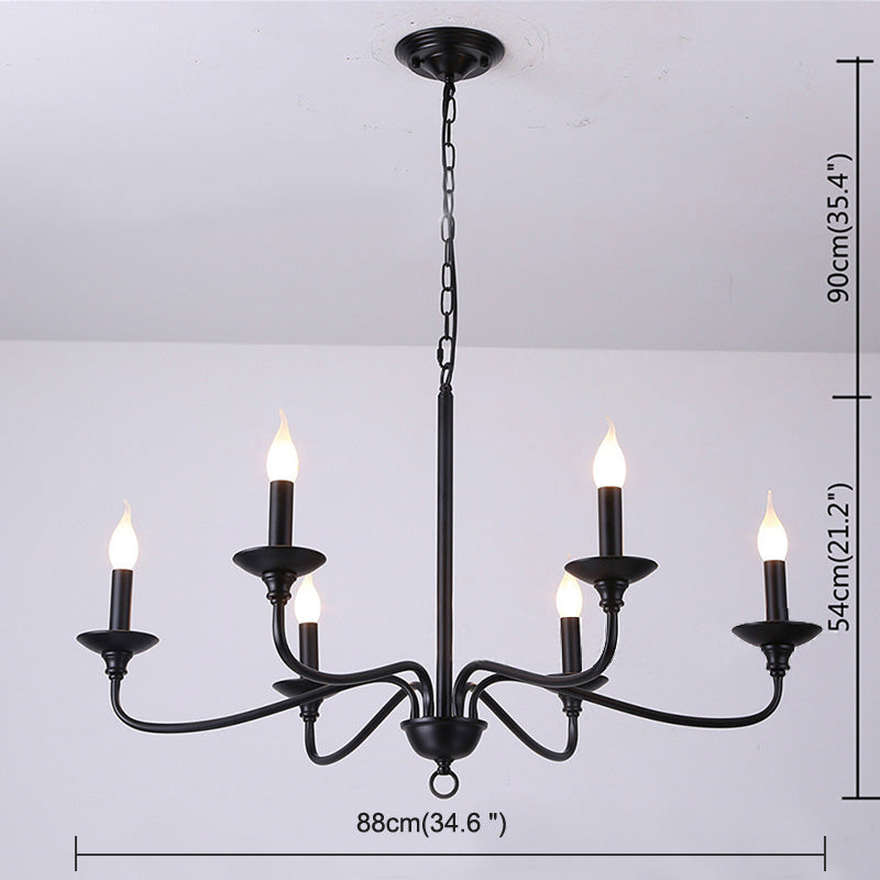 Dining Room Metal Candle Chandelier, Black