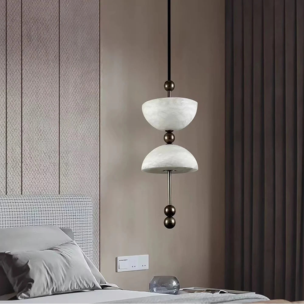 Celeste Double Dome Alabaster Pendant Light