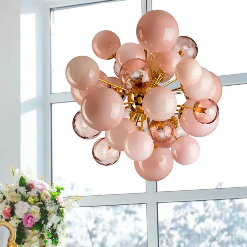 Sweet Bubbles Glass Chandelier, Pink