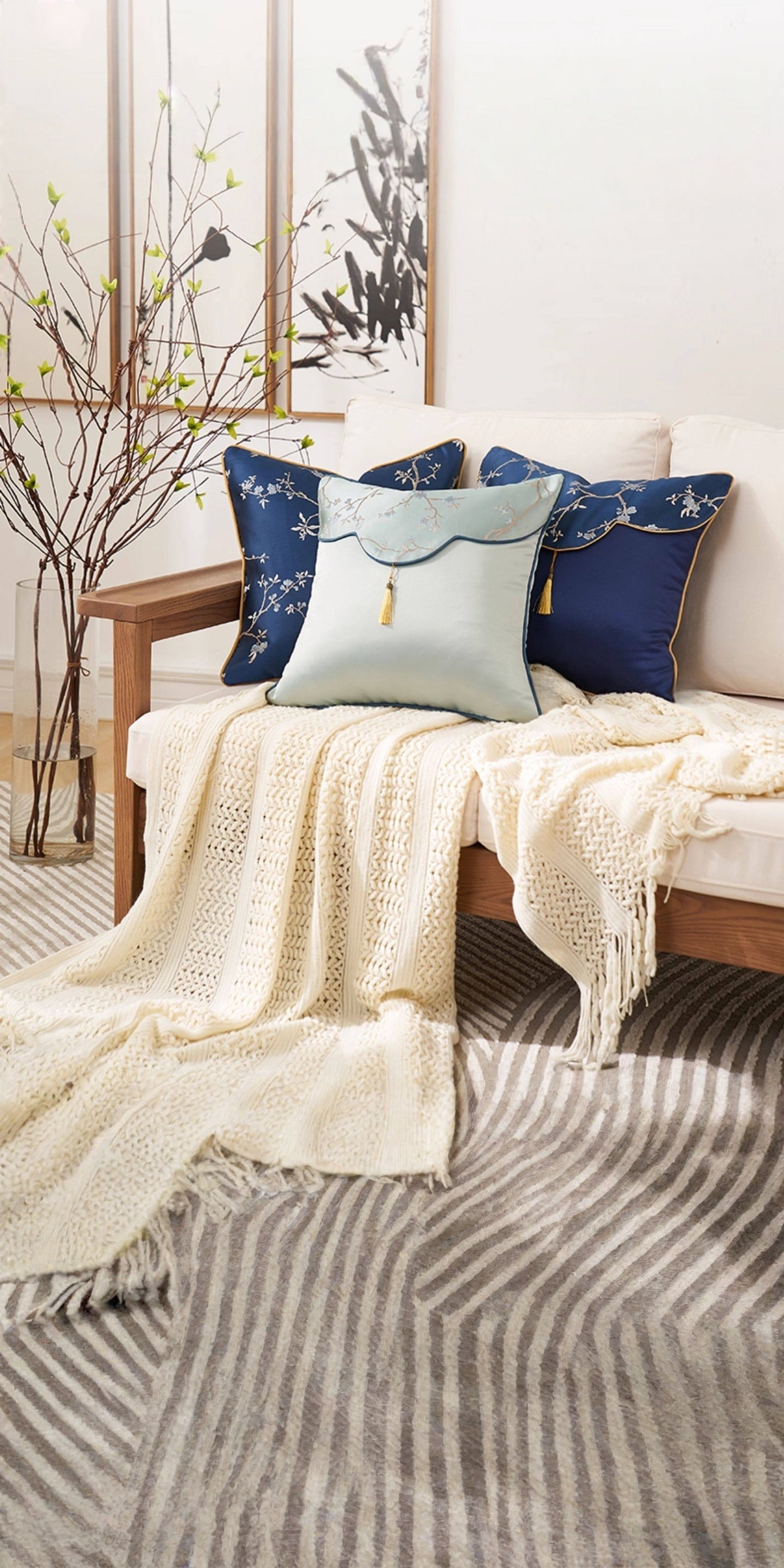 Oriental Branch Jacquard Pillow Case