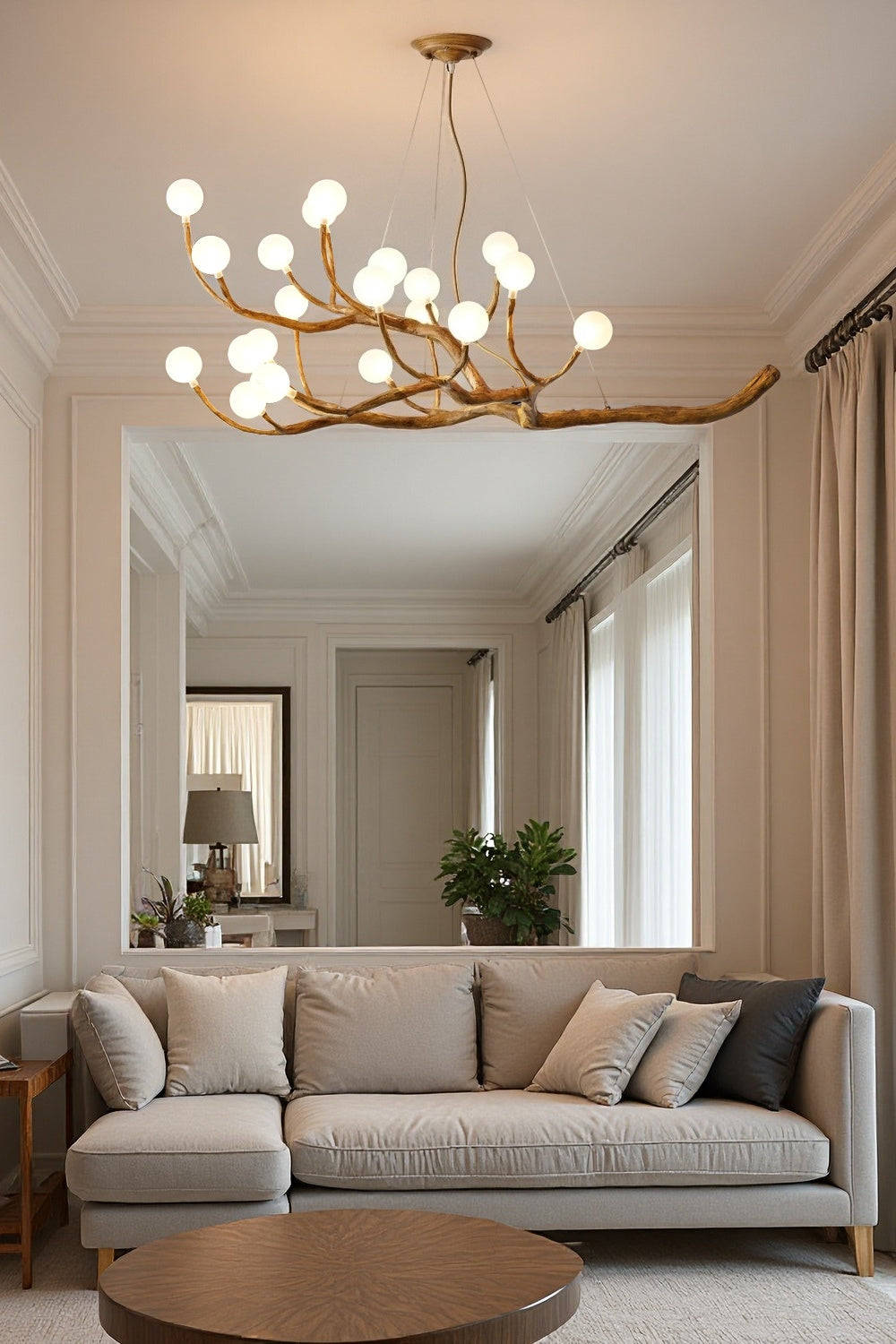 Elowen Rustic Tree Branch Chandelier, Dimmable