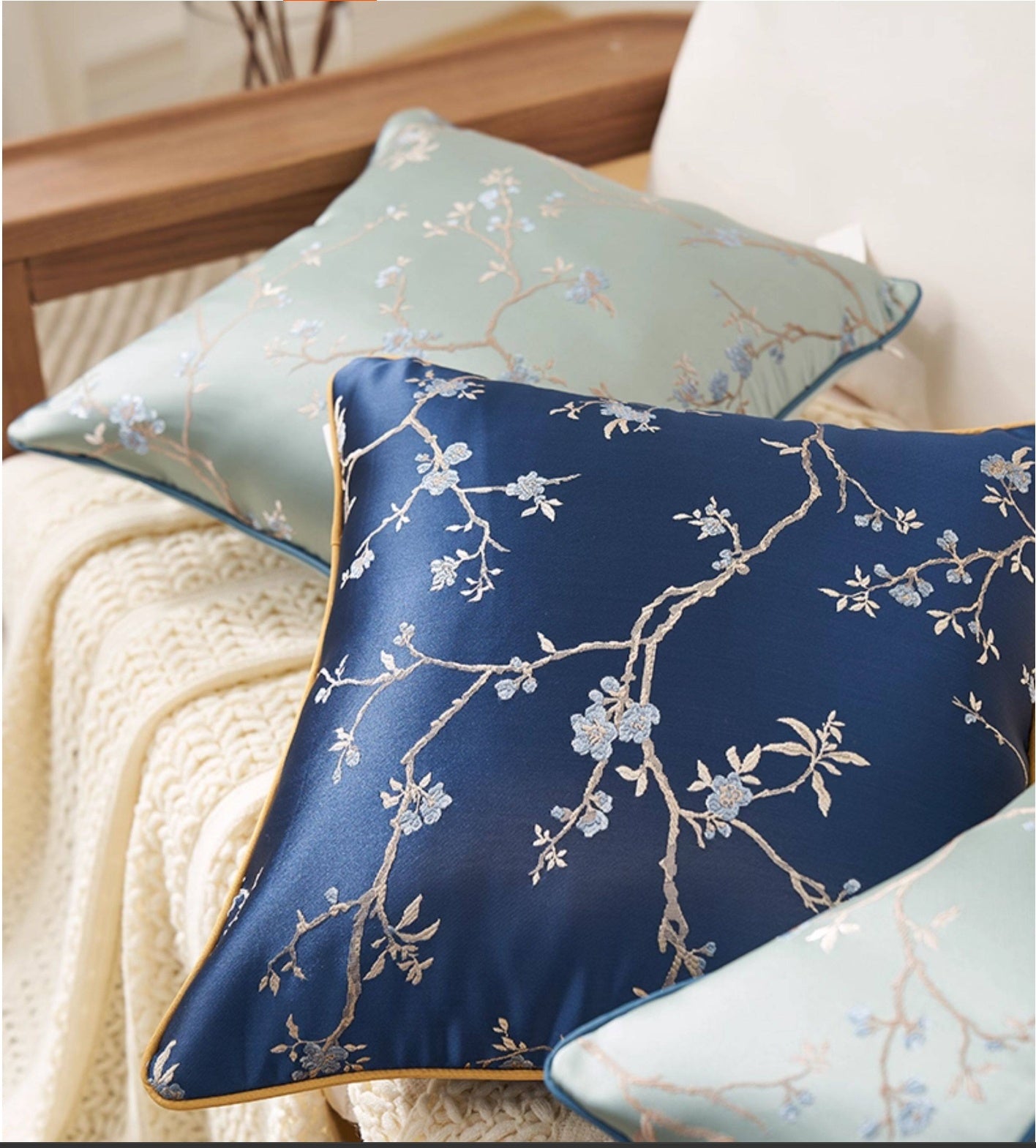 Oriental Branch Jacquard Pillow Case