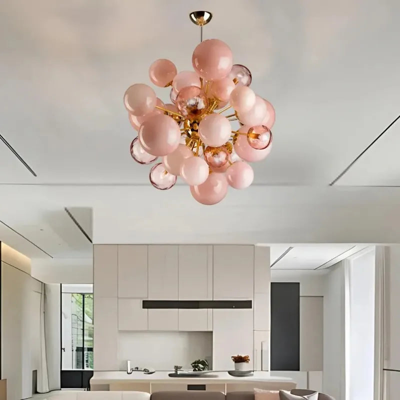 Sweet Bubbles Glass Chandelier, Pink