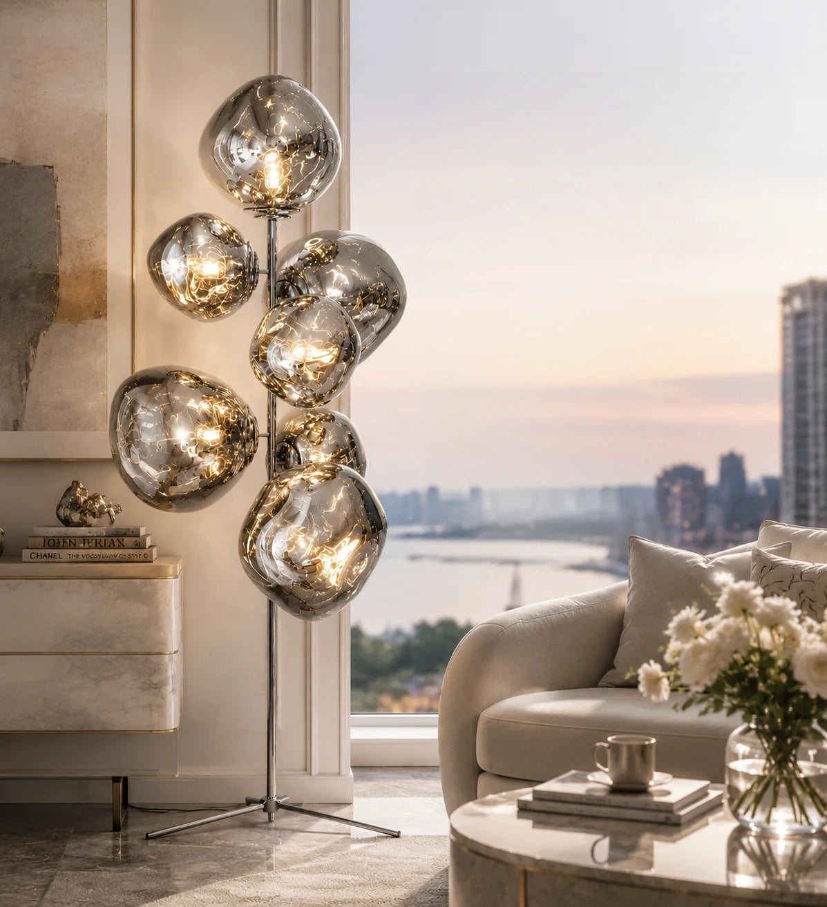 Tambora Lava Floor Lamp with Low-Profile Tripod Base
