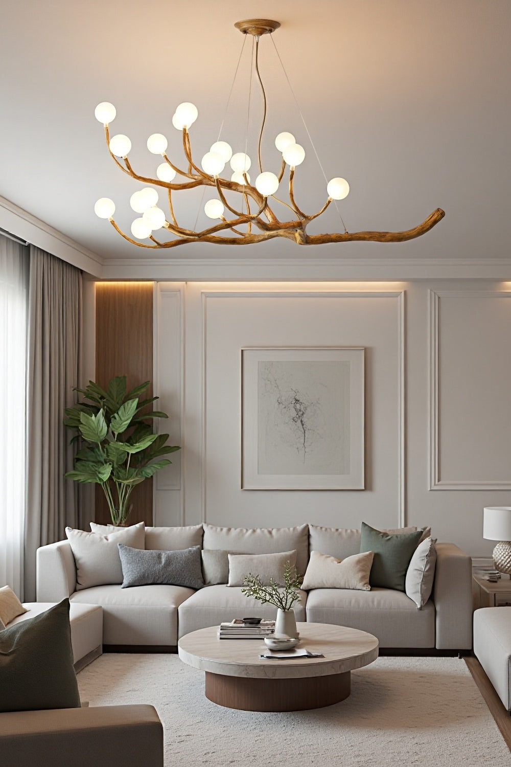 Elowen Rustic Tree Branch Chandelier, Dimmable
