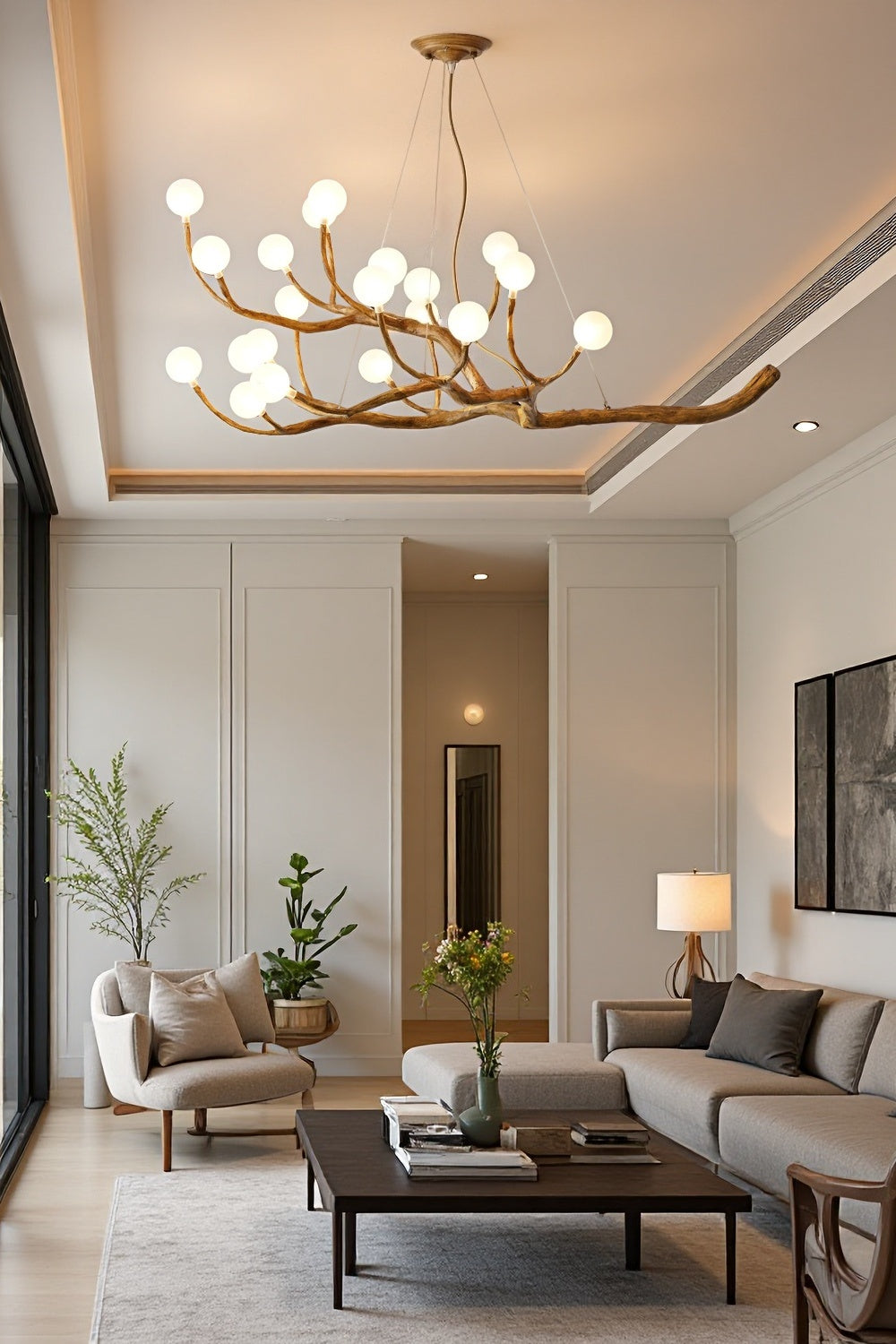 Elowen Rustic Tree Branch Chandelier, Dimmable