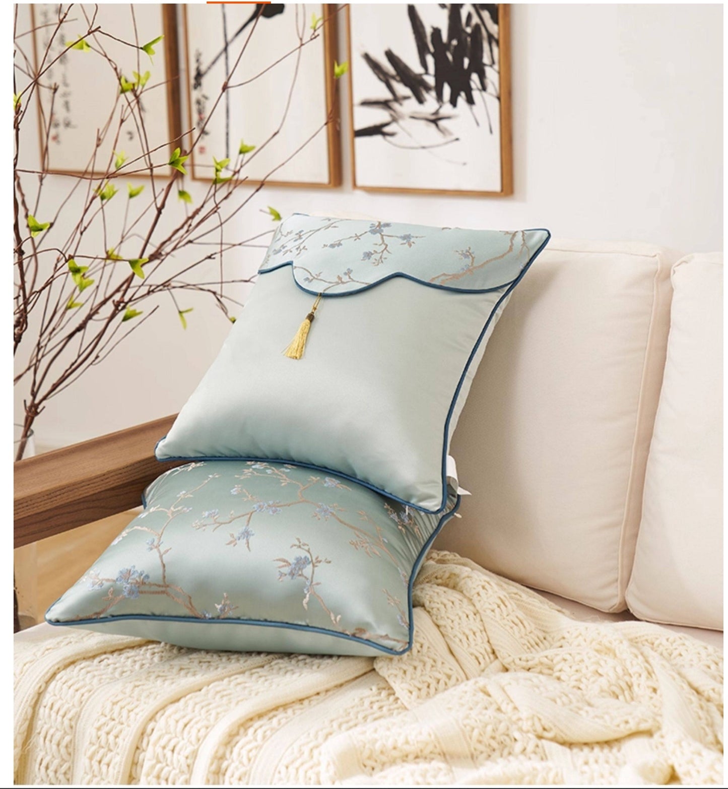 Oriental Branch Jacquard Pillow Case