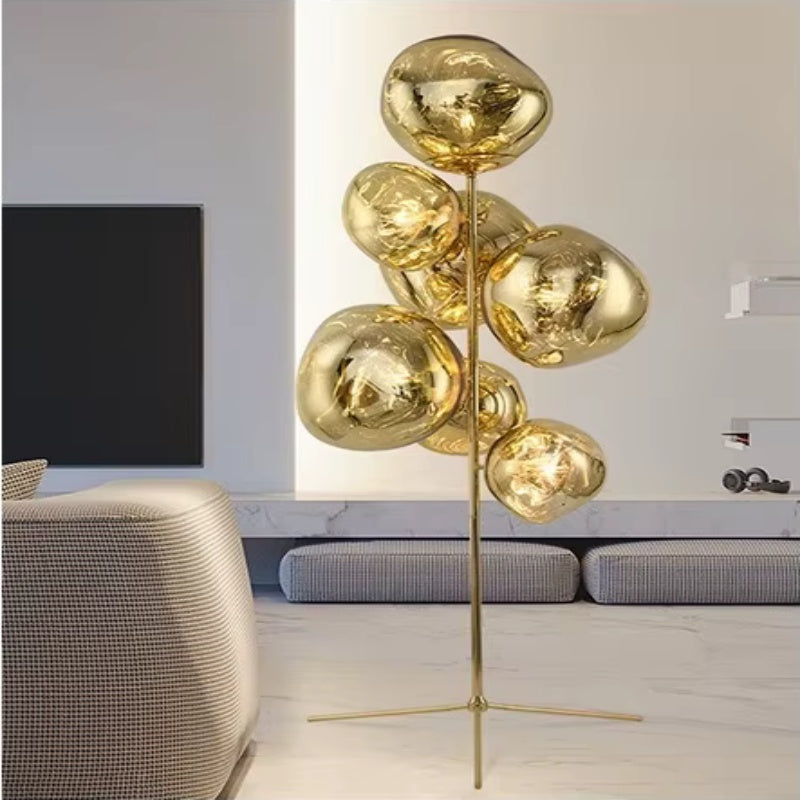 Tambora Lava Floor Lamp with Low-Profile Tripod Base