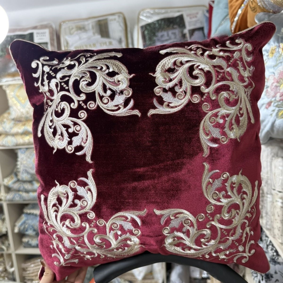 Baroque Embroidered Velvet Pillow Case