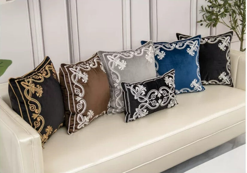 Royal Baroque Embroidered Velvet Pillow Case