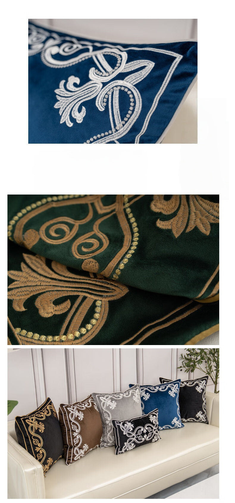 Royal Baroque Embroidered Velvet Pillow Case