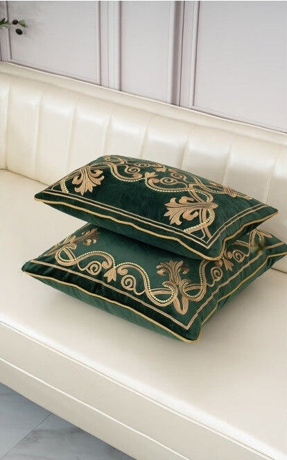 Royal Baroque Embroidered Velvet Pillow Case