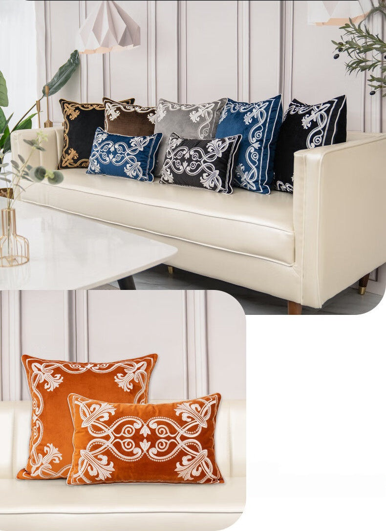 Royal Baroque Embroidered Velvet Pillow Case
