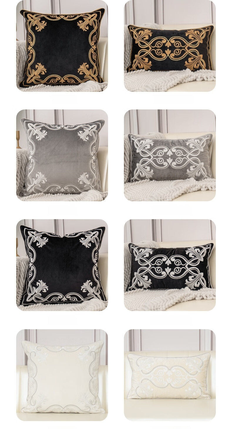 Royal Baroque Embroidered Velvet Pillow Case
