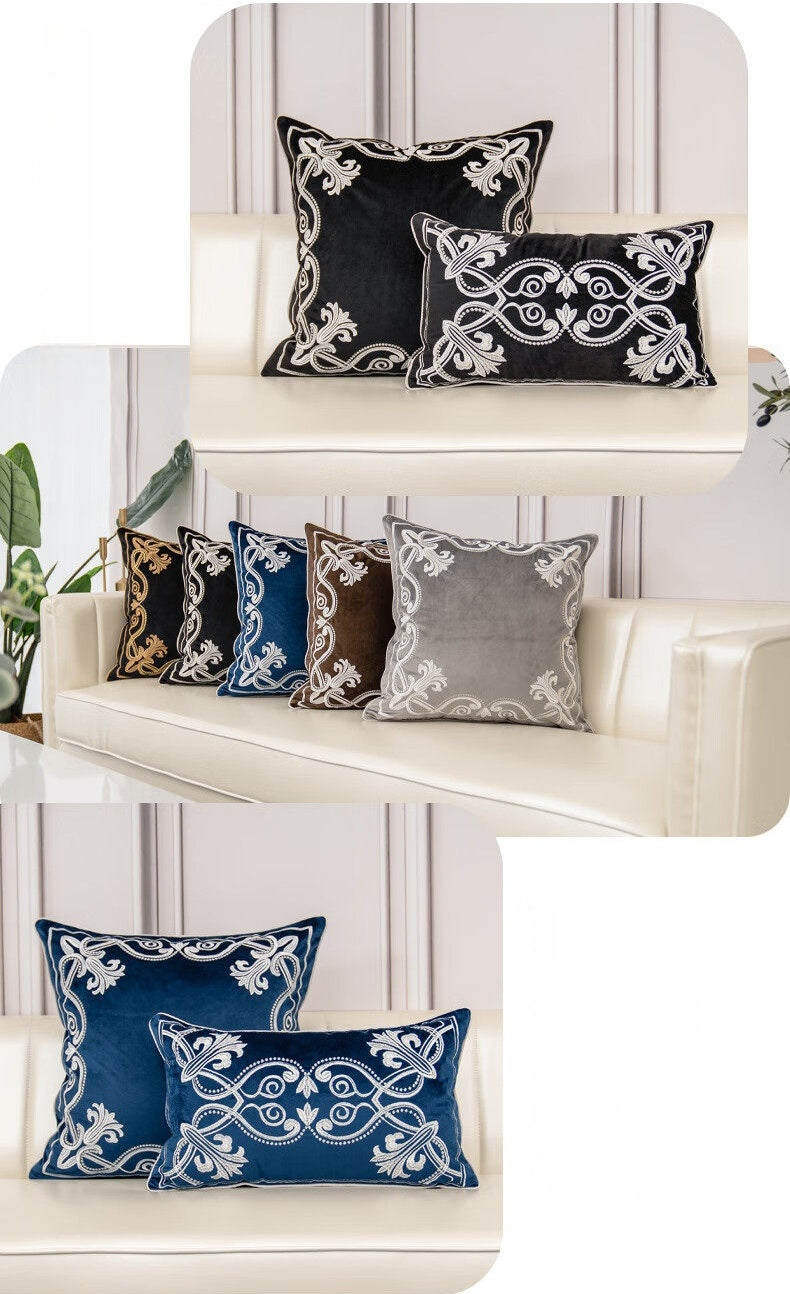 Royal Baroque Embroidered Velvet Pillow Case