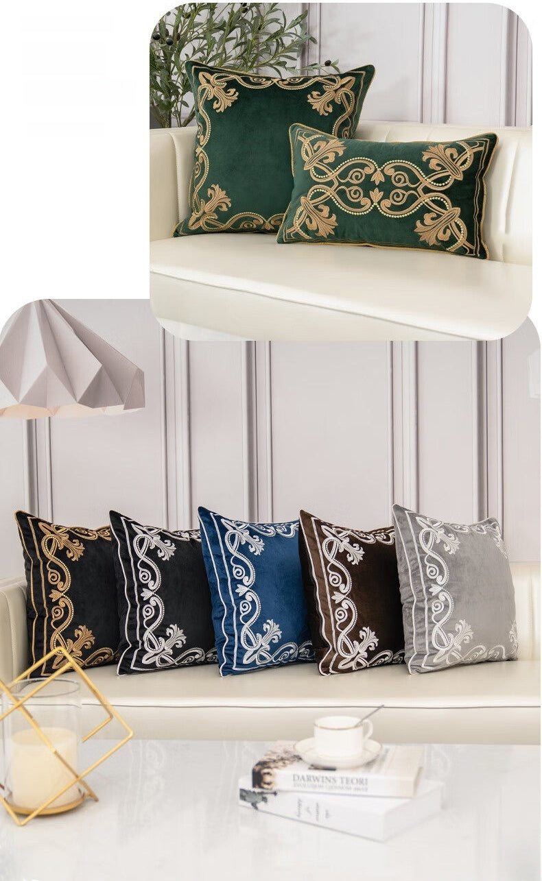 Royal Baroque Embroidered Velvet Pillow Case