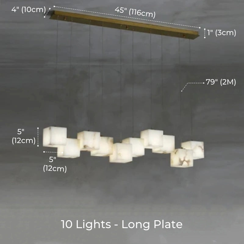 Dolomite Cluster Alabaster Cube Chandelier, Modular