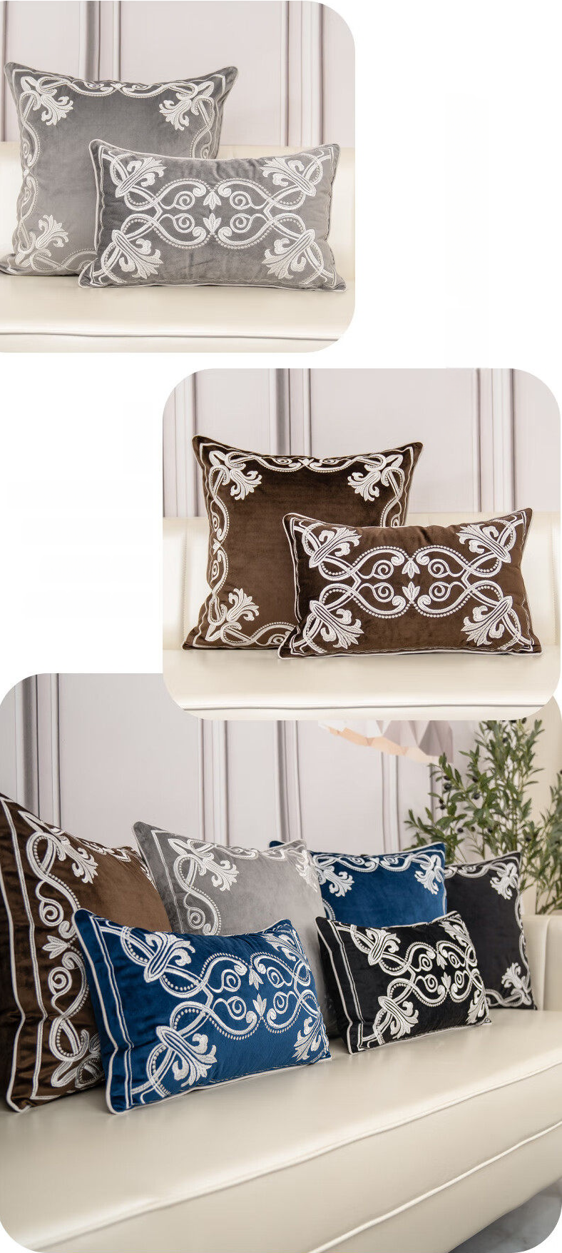 Royal Baroque Embroidered Velvet Pillow Case