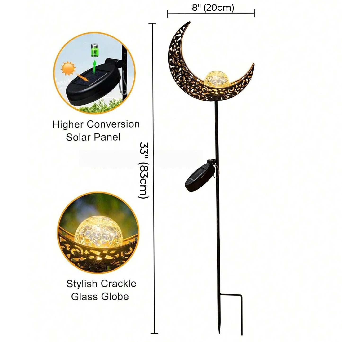 Crescent Moon Solar Garden Light
