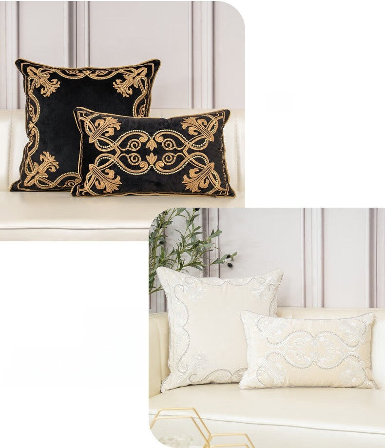 Royal Baroque Embroidered Velvet Pillow Case
