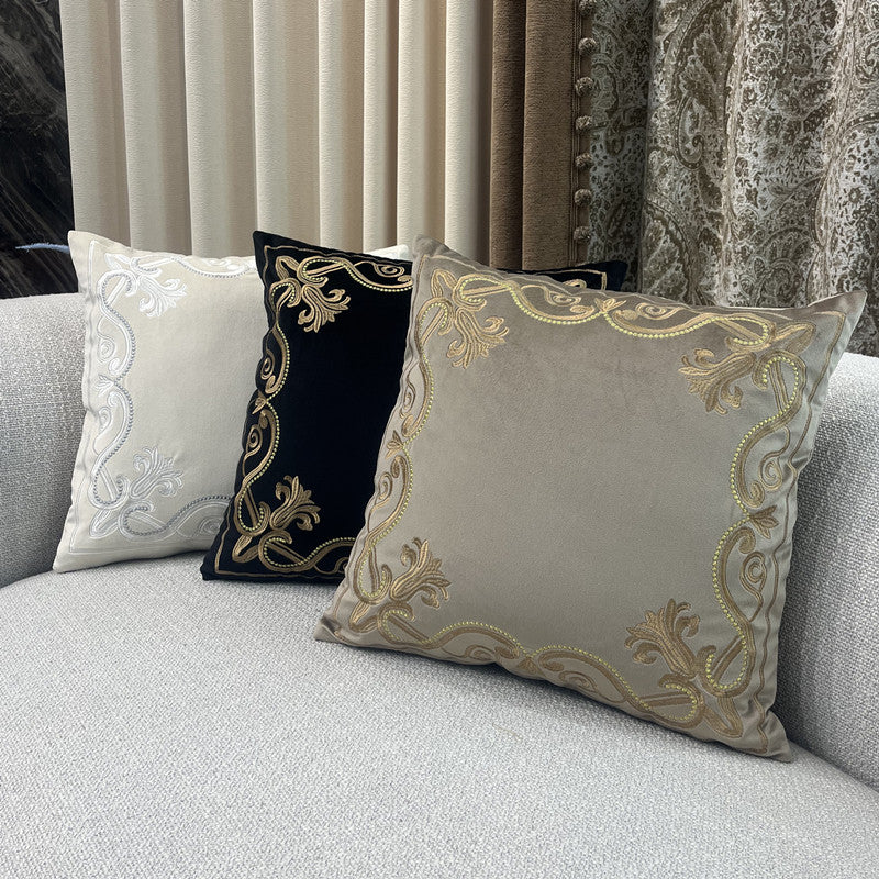 Royal Baroque Embroidered Velvet Pillow Case