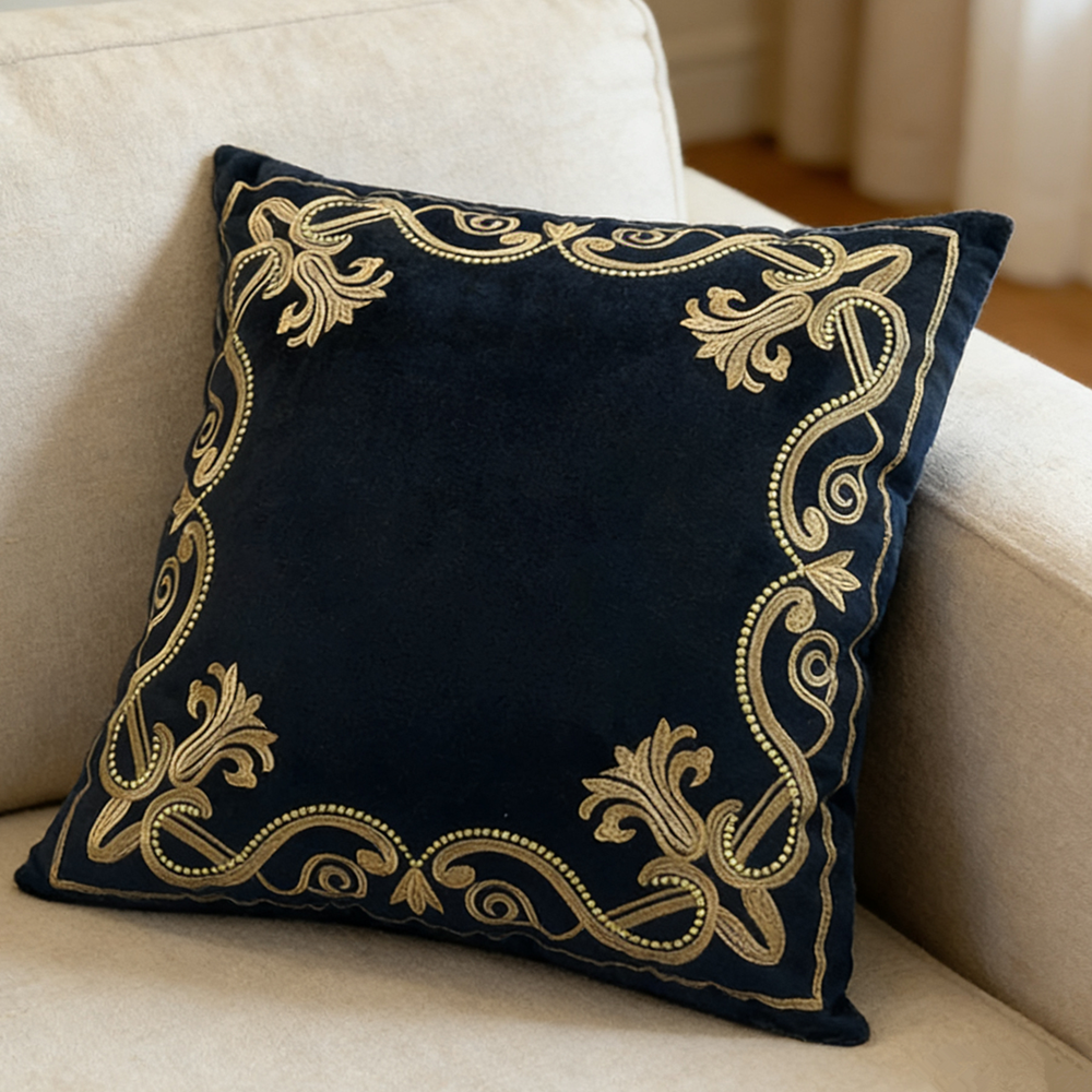 Royal Baroque Embroidered Velvet Pillow Case