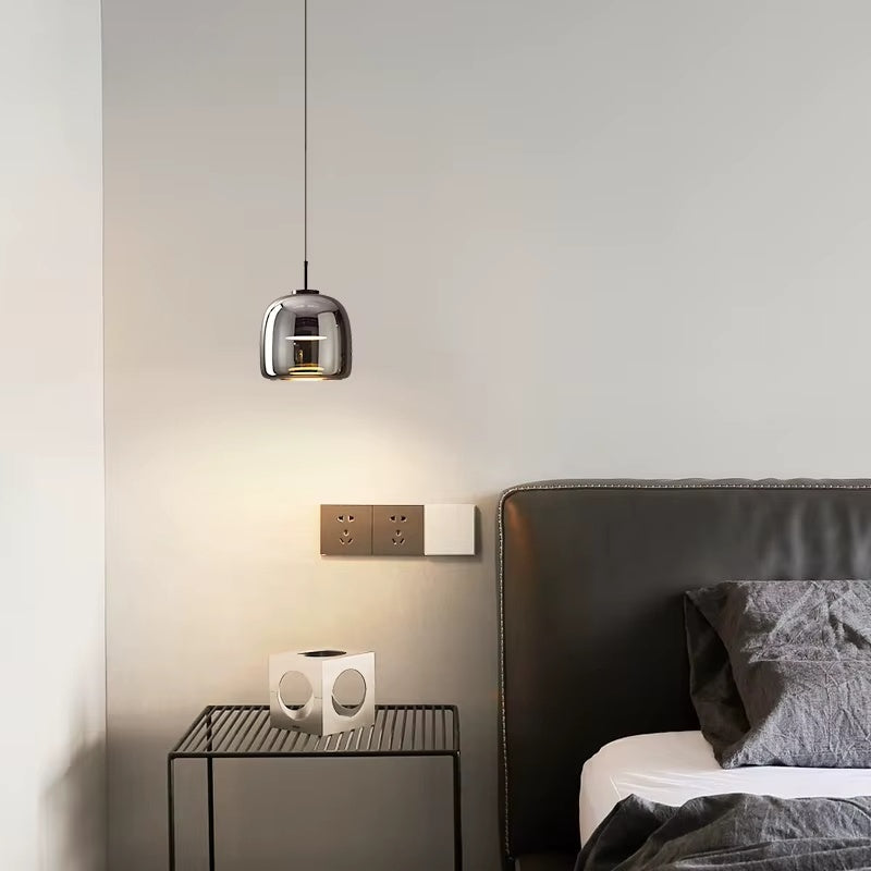 Nordic Designer Amber Glass LED Pendant light for Kitchen, Dimmable