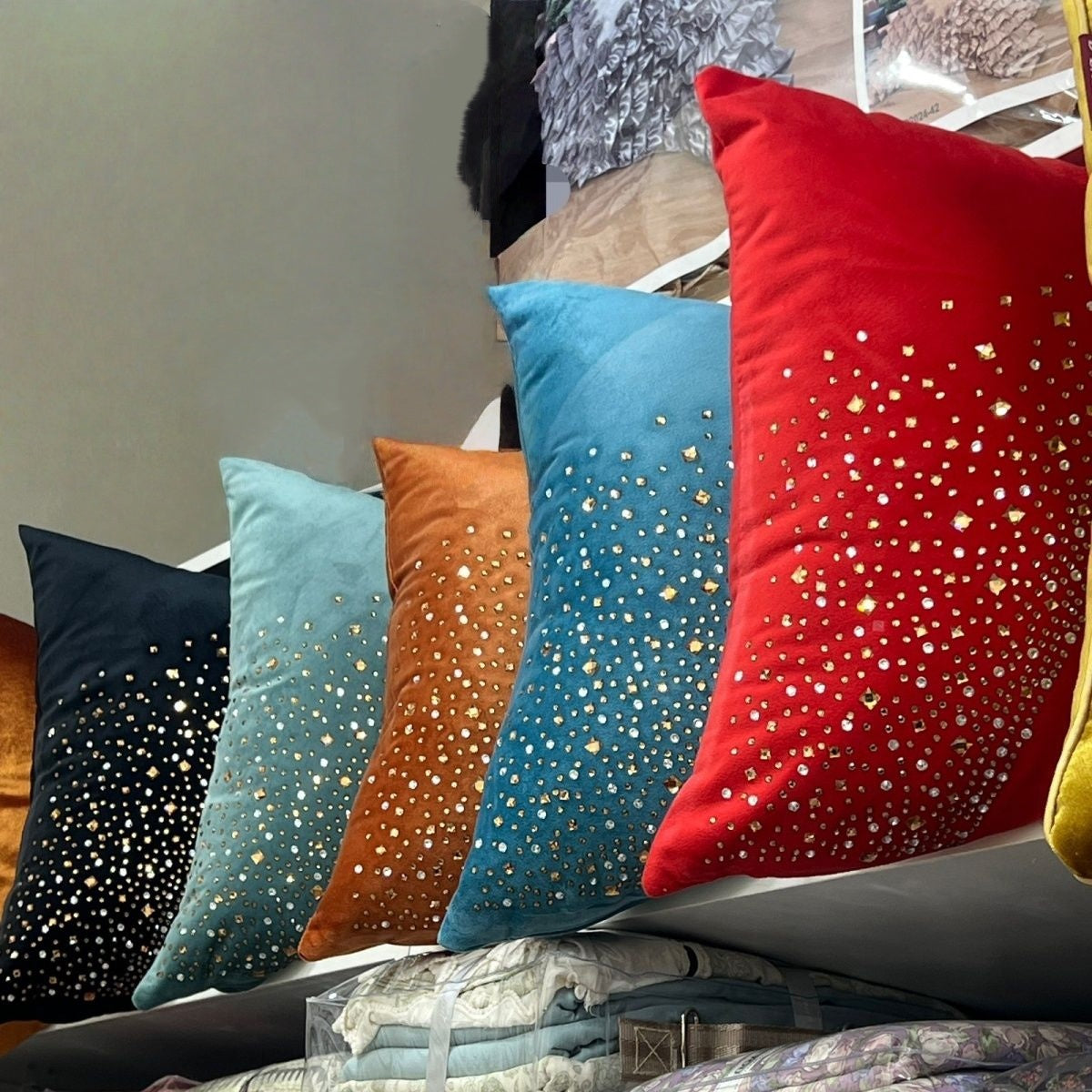 Luxury Crystal Velvet Pillow Case