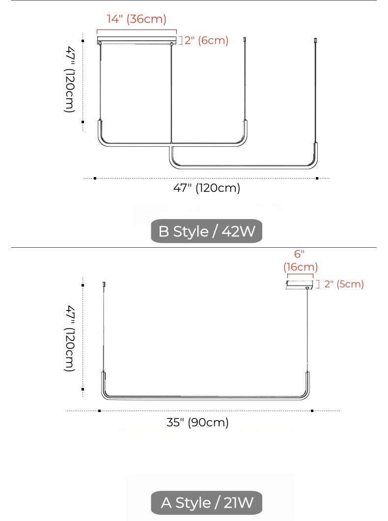 GabyBerg Minimalist Modern LED Chandelier – Geometric Linear Light for Dining Room