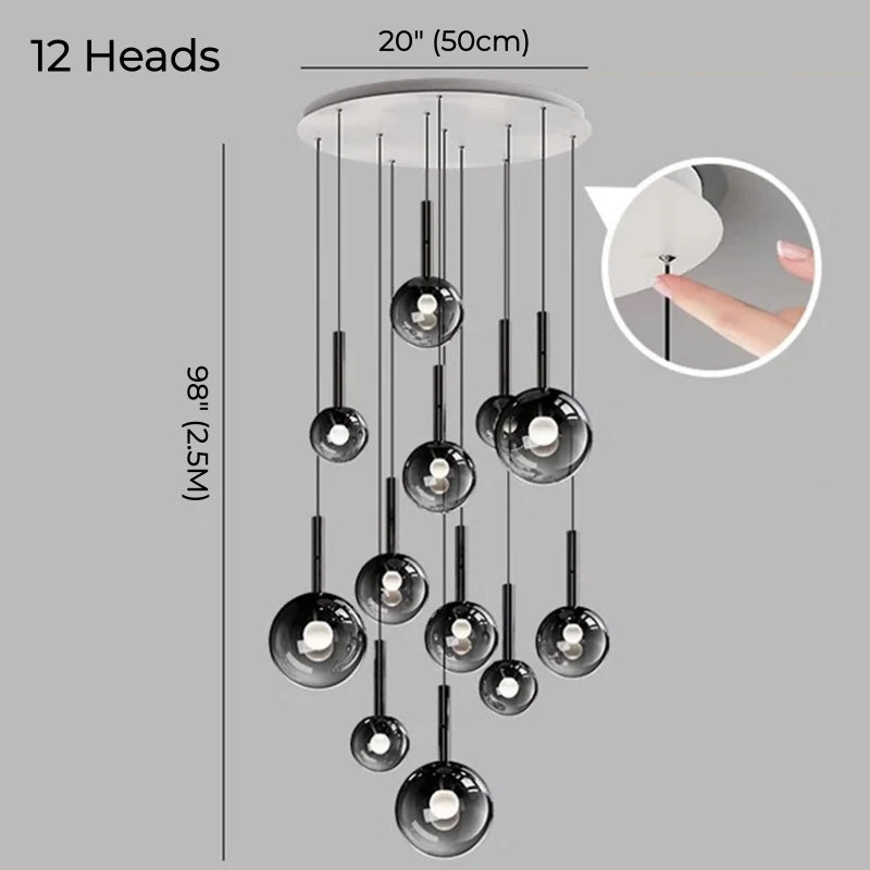 Sylvara Smoky Gray Glass Cluster Chandelier