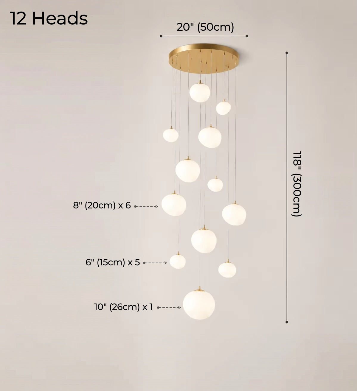 Nordic Minimalist Stone-Looking Hanging Lights for Staircase – Gold Finish