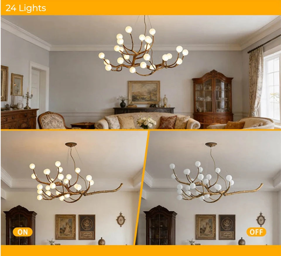 Elowen Rustic Tree Branch Chandelier, Dimmable