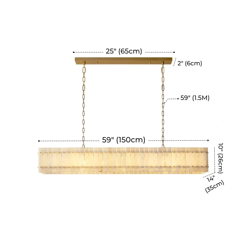 Mallory Rectangular Alabaster Chandelier, Dimmable