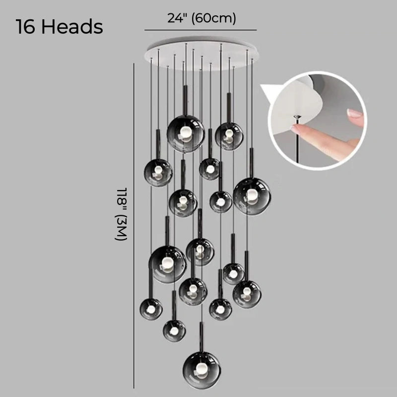 Sylvara Smoky Gray Glass Cluster Chandelier