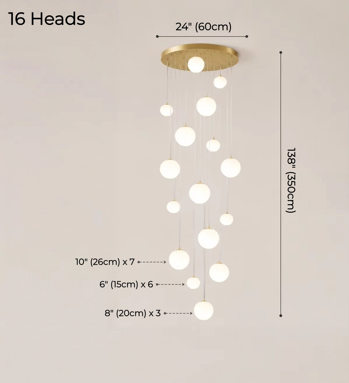 Nordic Minimalist Stone-Looking Hanging Lights for Staircase – Gold Finish
