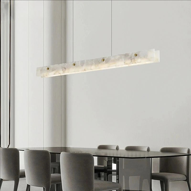 Luxury Alabaster Linear LED Pendant Light, Minimalist