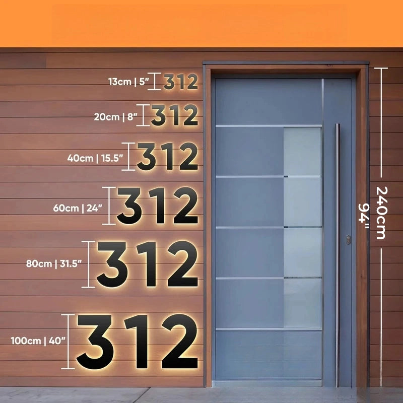Modern Residential LED House Number Light, Outdoor & Waterproof